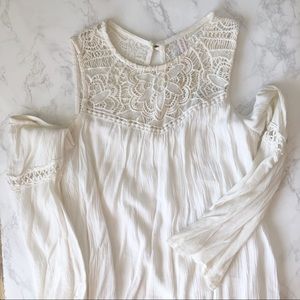 Boho Cold Shoulder Ivory Dress XS